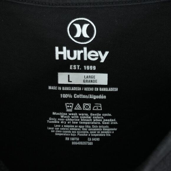 Hurley T-Shirt Mens Large Black Graphic Tee MCMXCIX Skater Surfer Grunge - Picture 5 of 7